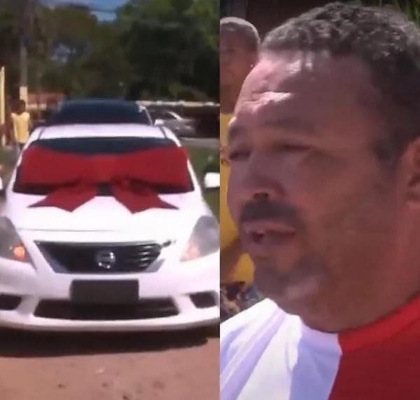VÃ�DEO: Taxista que teve carro destruÃ­do por torcedores da Mancha ganha veÃ­culo de presente
