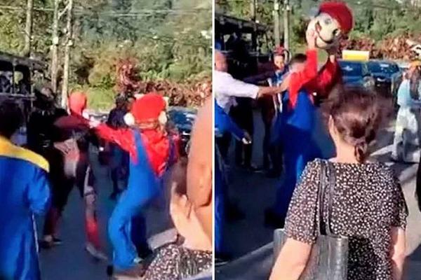 VÃ�DEO: Briga de Homem-Aranha, Pantera Negra e Super Mario Ã© registrada como lesÃ£o corporal