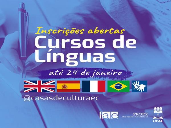 Casas de Cultura da UFAL ofertam mais de 400 vagas em cursos de línguas; inscrições terminam hoje 